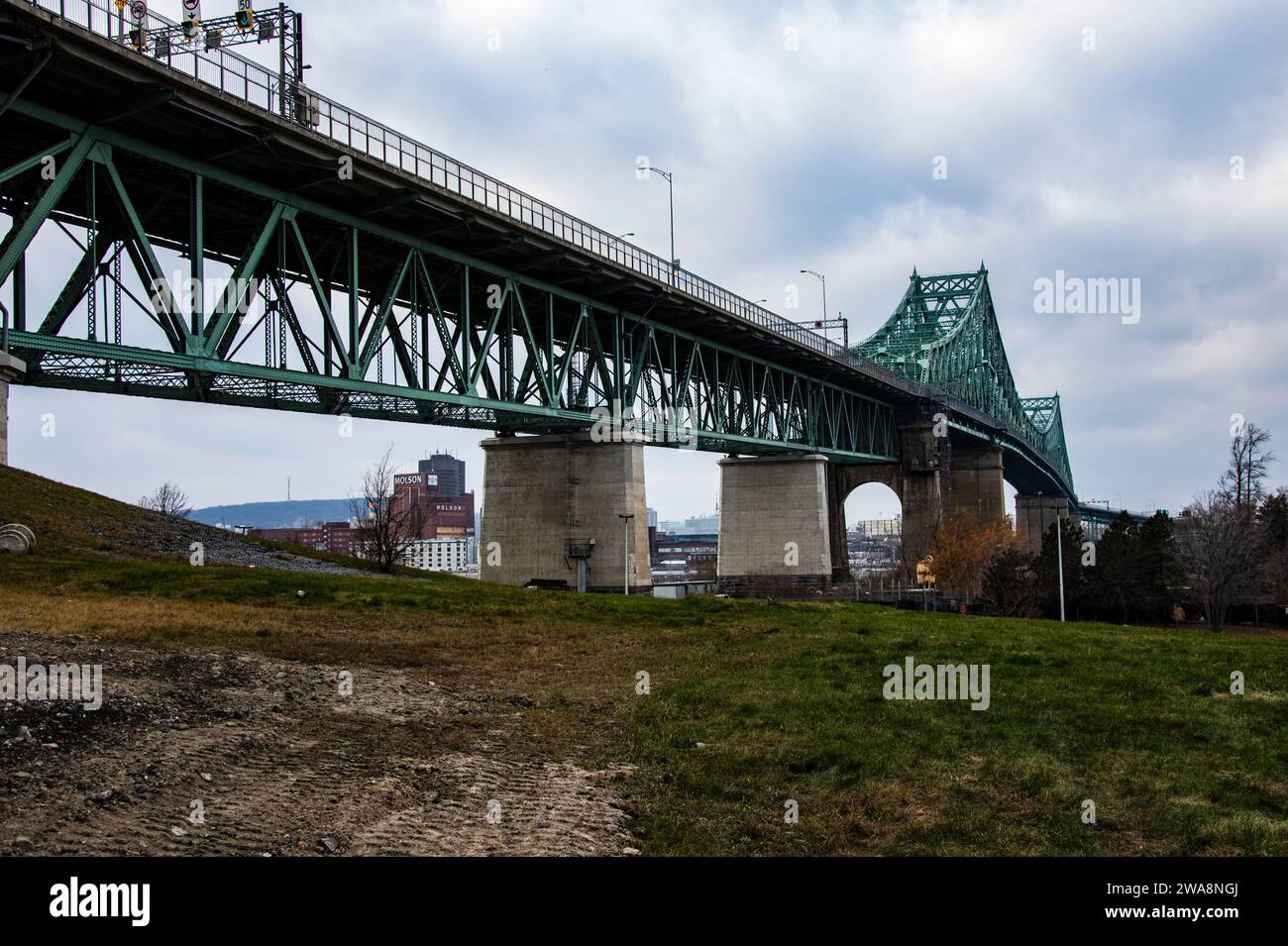 Jacques Cartier Bridge from St. Helen island in Montreal, Quebec, Canada Stock Photo