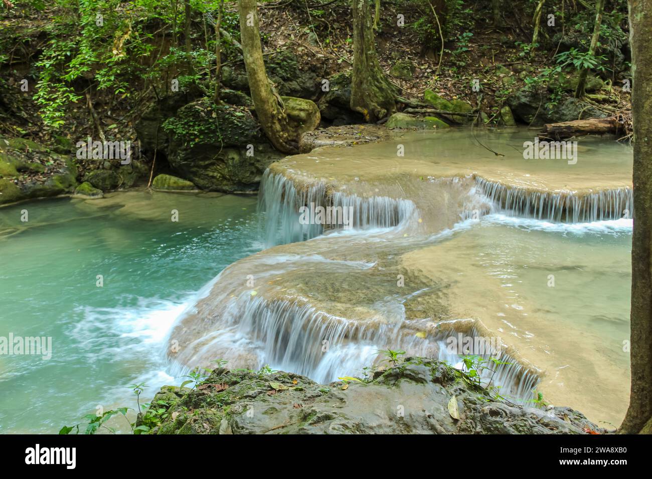 erawan-waterfall-at-national-park-hi-res-stock-photography-and-images