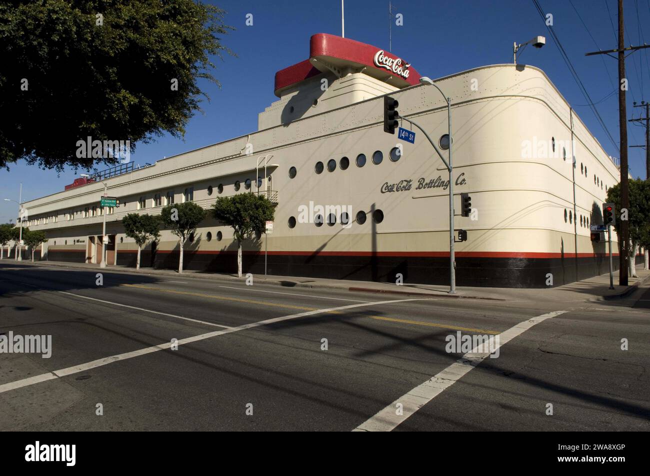 The Art Deco Streamline Moderne Coca Cola Bottling Plant building in downtown Los Angeles, California, USA Stock Photo