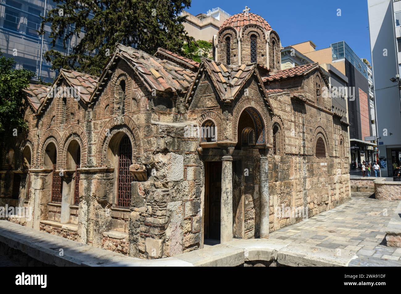 Athens: Holy University Church of the Presentation of the Virgin Mary - Panagia Kapnikarea. Greece. Stock Photo