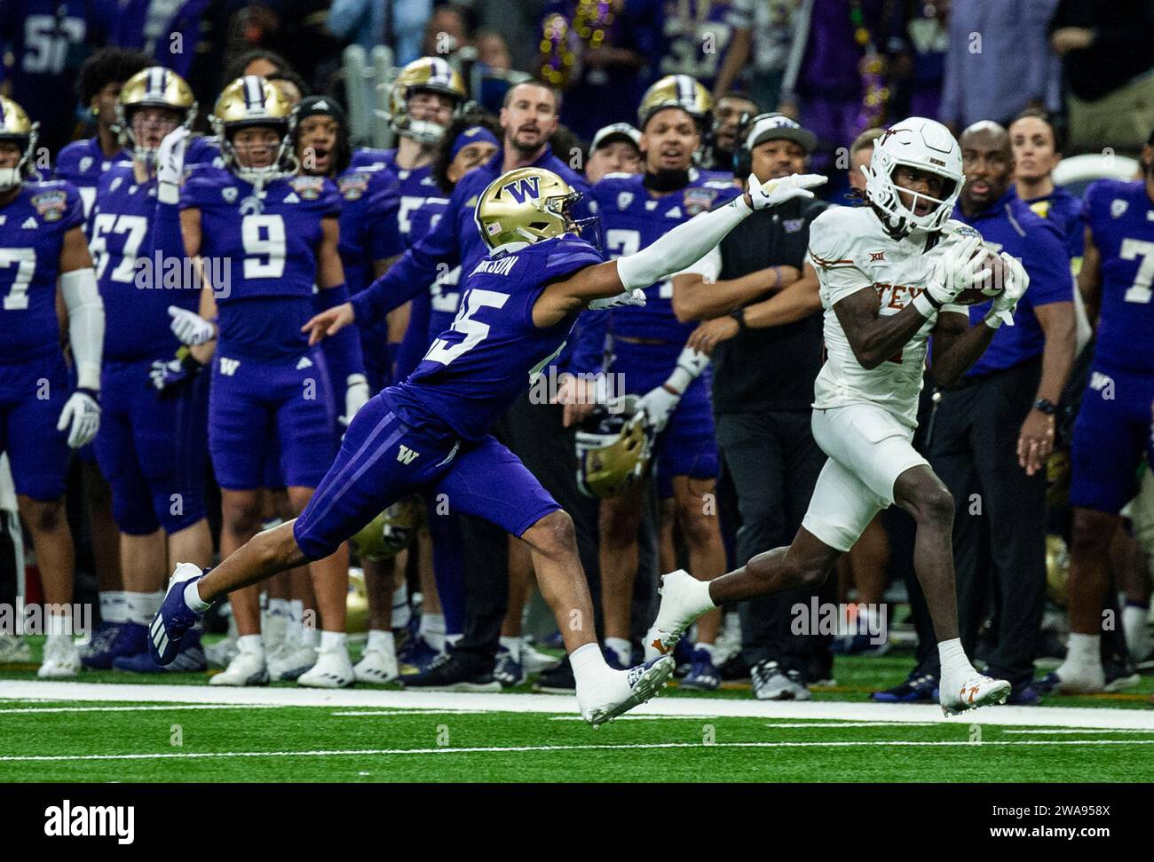 January 01 2024 New Orleans LA U.S.A. Texas wide receiver Xavier Worthy