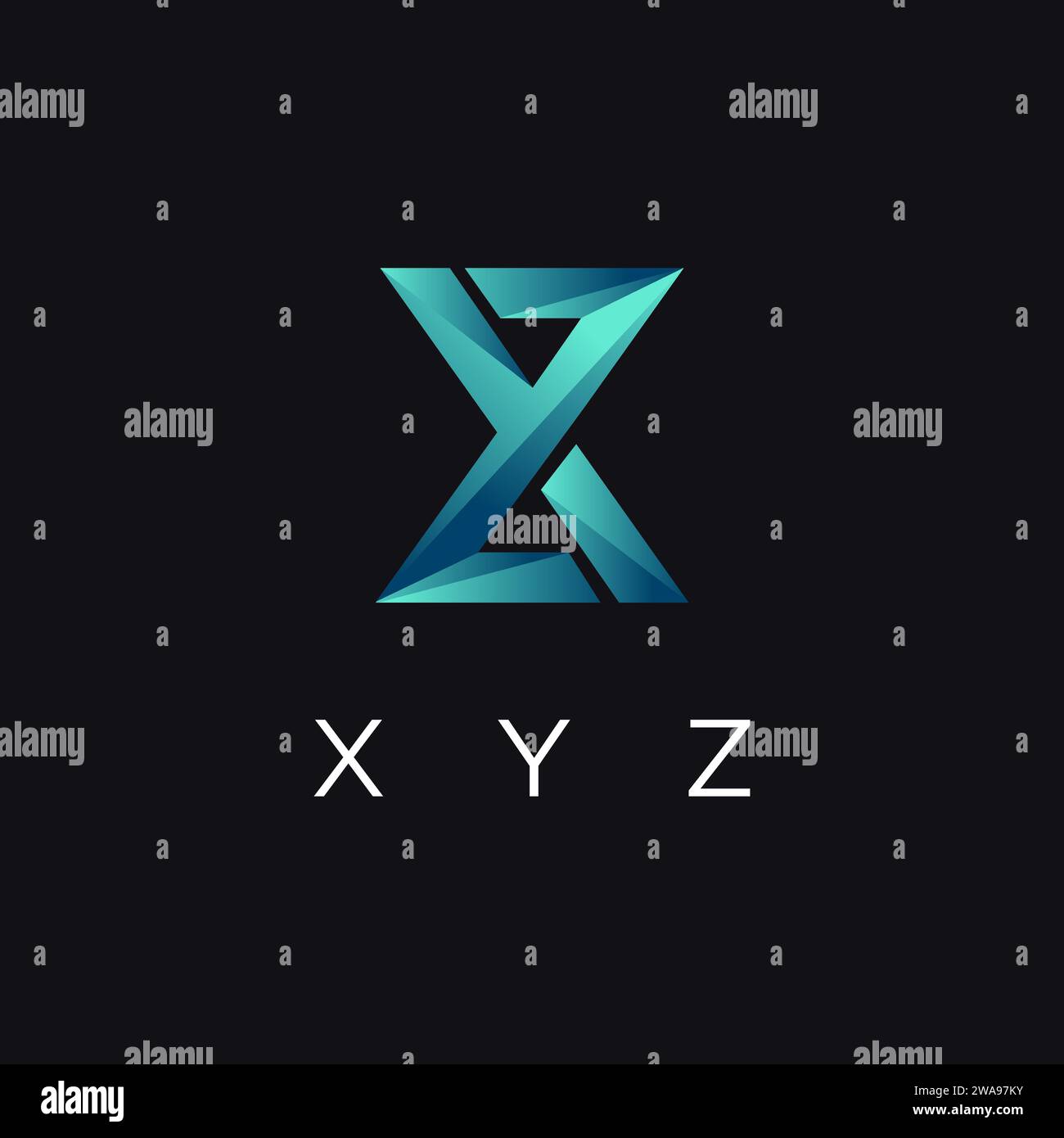 Abstract modern monogram xyz letter logo icon vector template on black background Stock Vector
