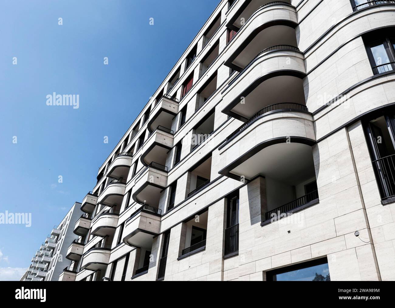 New build flats at the East Side Gallery, Berlin, 02.07.2023 Stock ...
