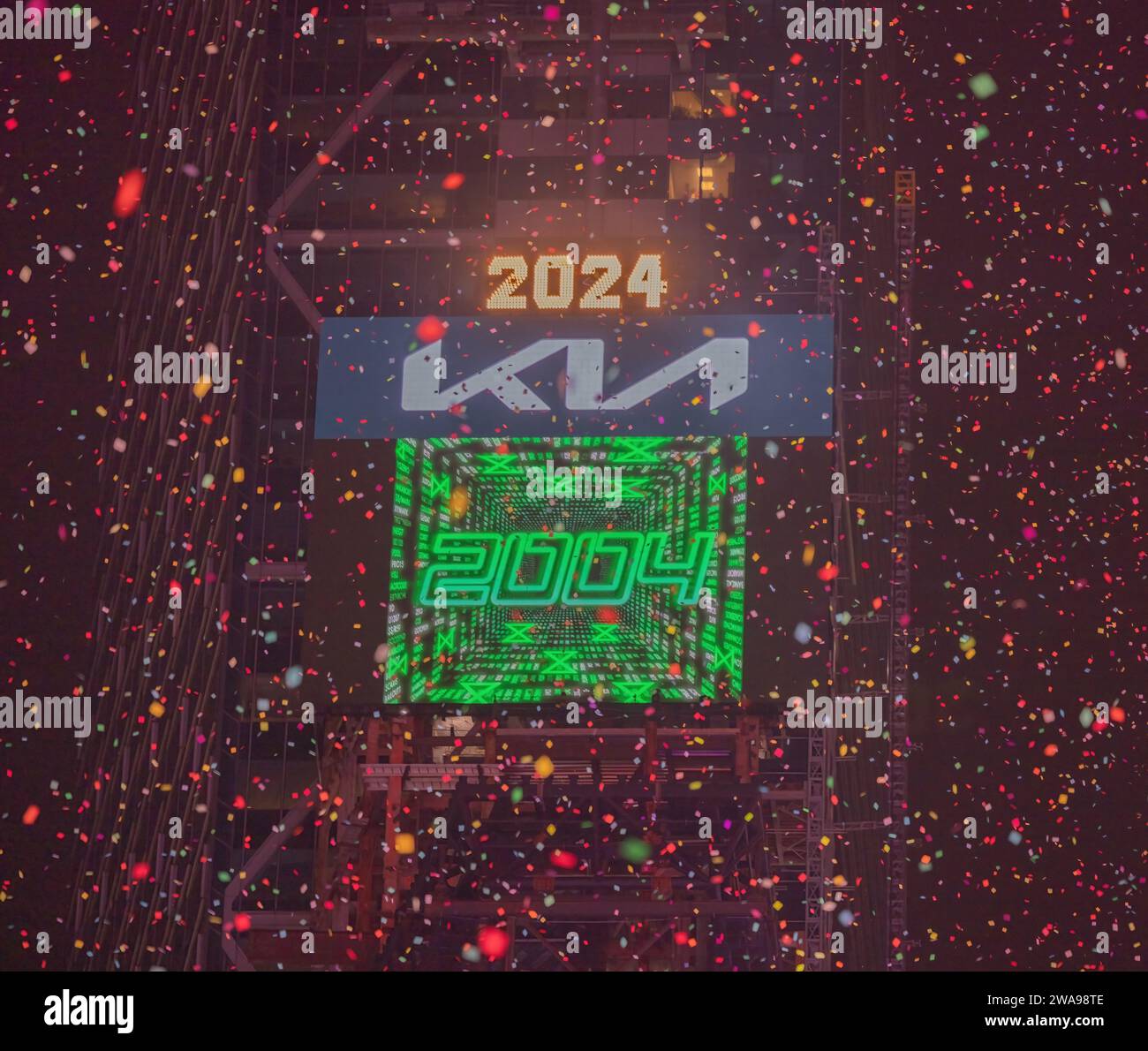 NEW YORK, N.Y. January 1, 2024 Confetti falls over Times Square in