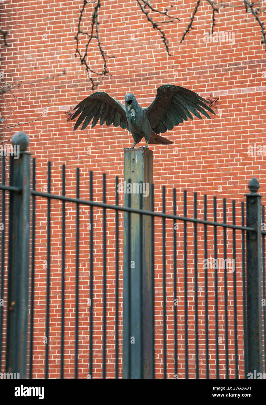 A Raven Statue at Edgar Allan Poe National Historic Site in