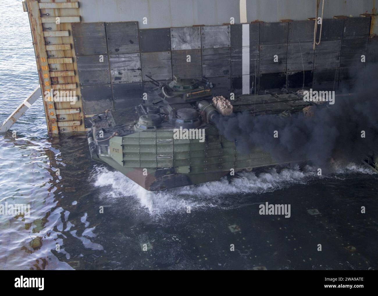 US military forces. 180607PC620-0063 BALTIC SEA (June 7, 2018) An AAV-P7/A1 assault amphibious vehicle attached to the 26th Marine Expeditionary Unit departs the well deck of the Harpers Ferry-class dock landing ship USS Oak Hill (LSD 51) during an amphibious assault exercise during exercise Baltic Operations (BALTOPS) 2018, June 7. BALTOPS is the premier annual maritime-focused exercise in the Baltic region and one of the largest exercises in Northern Europe enhancing flexibility and interoperability among allied and partner nations. (U.S. Navy photo by Mass Communication Specialist 3rd Class Stock Photo