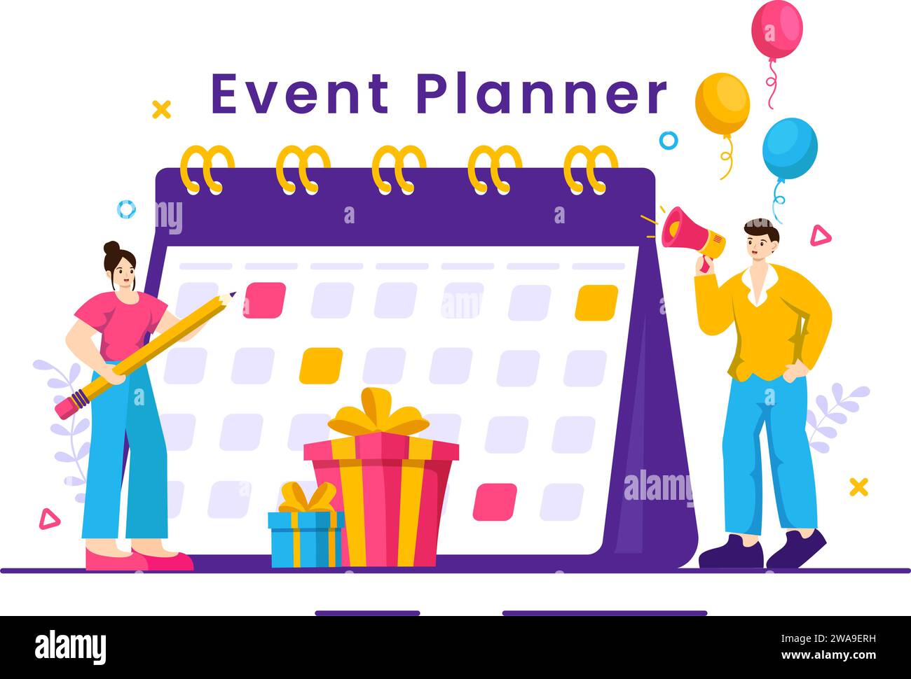 Event Planner Vector Illustration With Planning Schedule Time event-planner-vector-illustration-with-planning-schedule-time