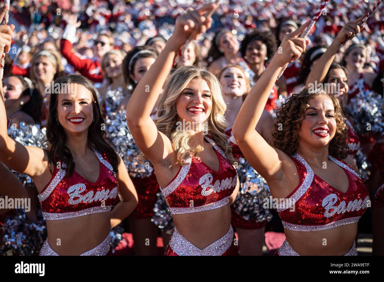Alabama Crimson Tide dance team during the CFP Semifinal at the Rose Bowl Game between the Alabama Crimson Tide and Michigan Wolverines, Monday, Janua Stock Photo