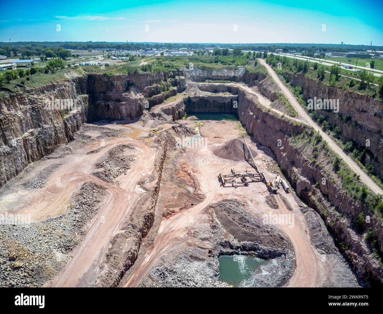 Open pit view of a quartzite rock quarry in Sioux Falls, South Dakota Stock Photo Alamy