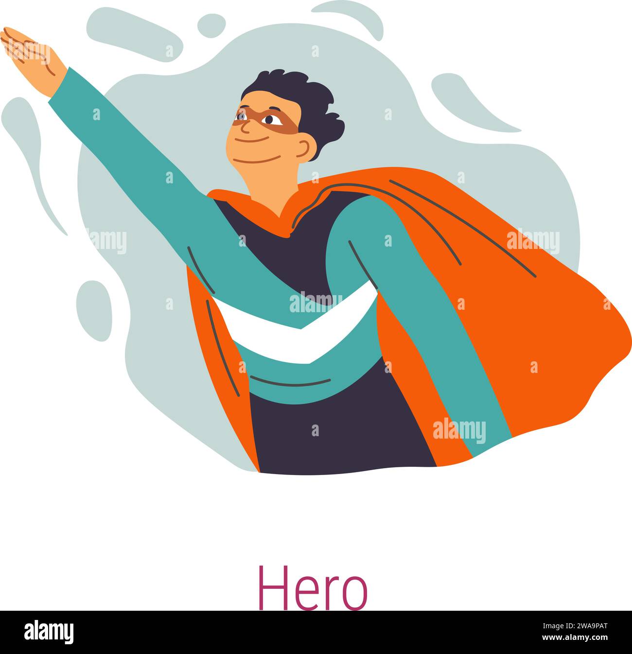 Jungian archetype of Hero, personage with cape Stock Vector
