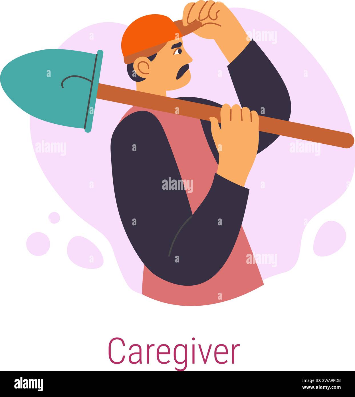 Jungian archetype of caregiver, man with shovel Stock Vector