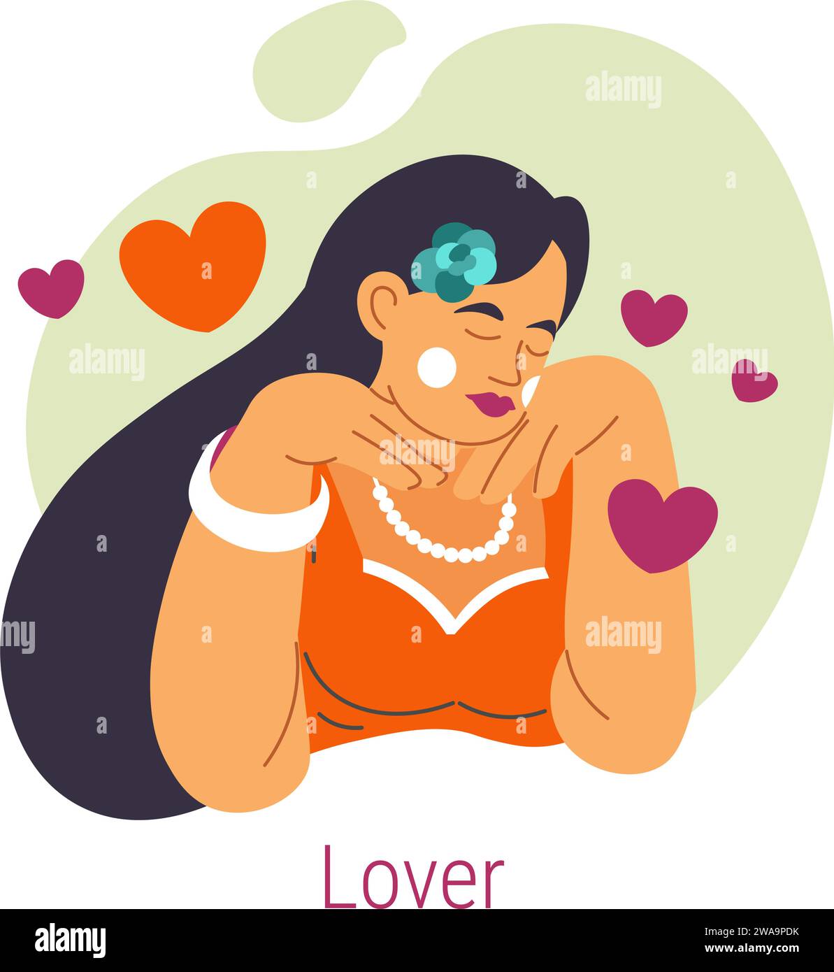 Jungian archetype of lover, woman in love vector Stock Vector