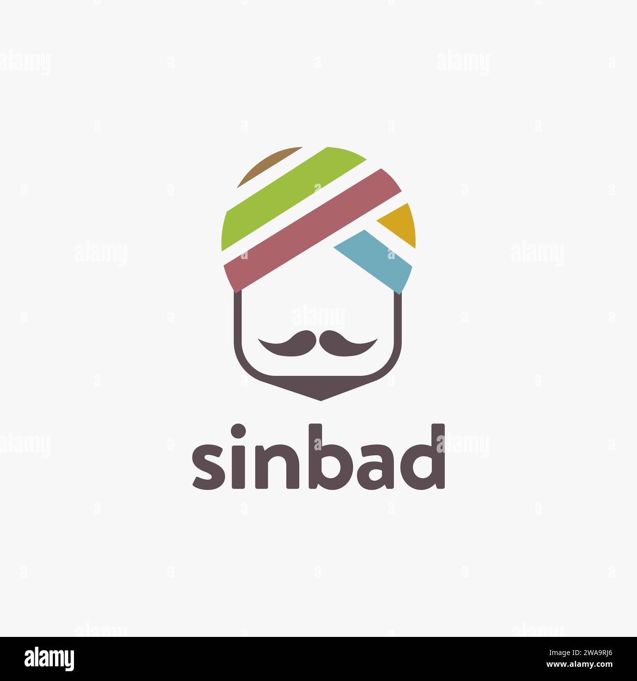 minimalist Sinbad indian arabian head logo icon vector template on white background Stock Vector