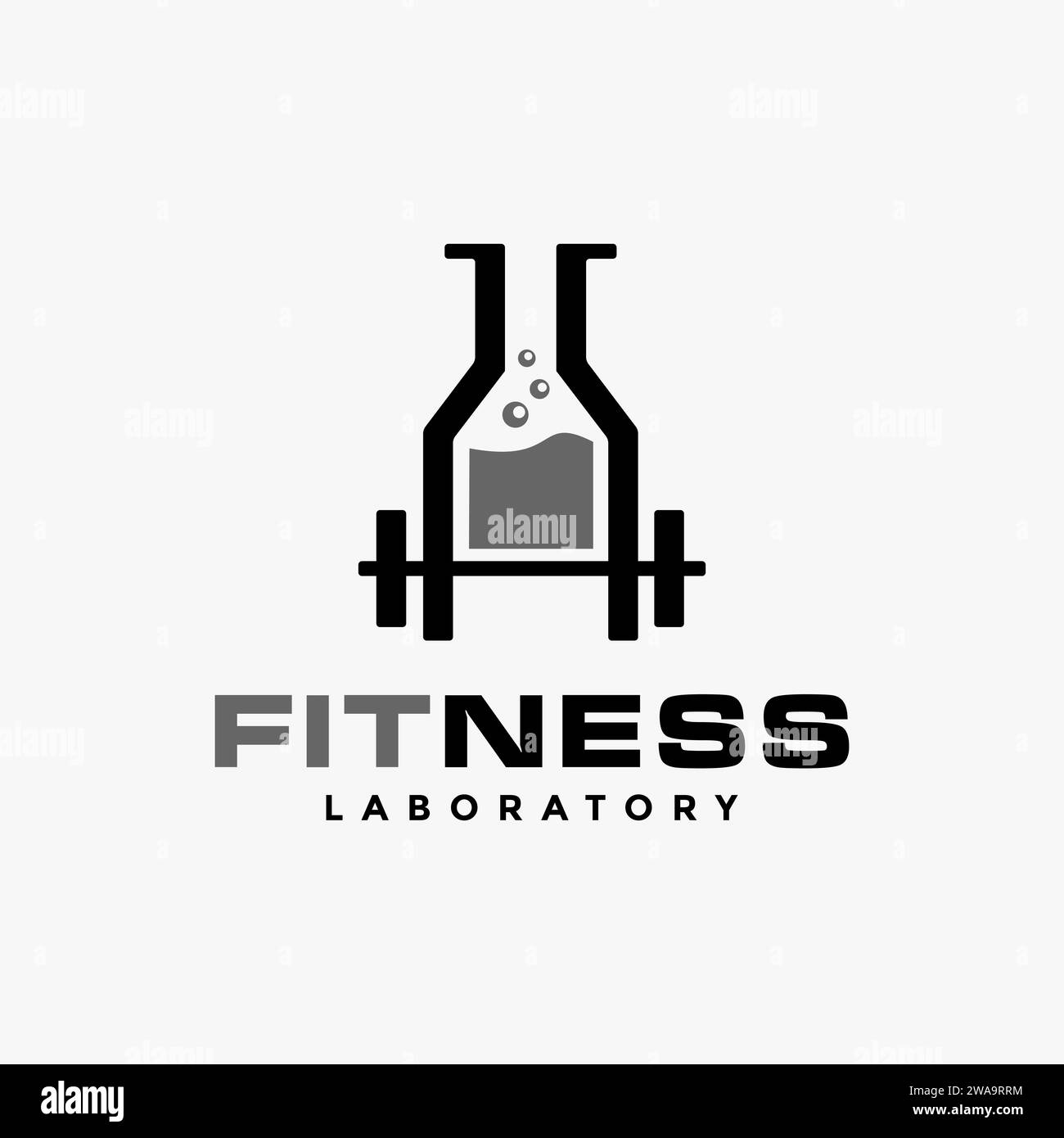 weightlifting and laboratory beaker, fitness logo icon vector template ...