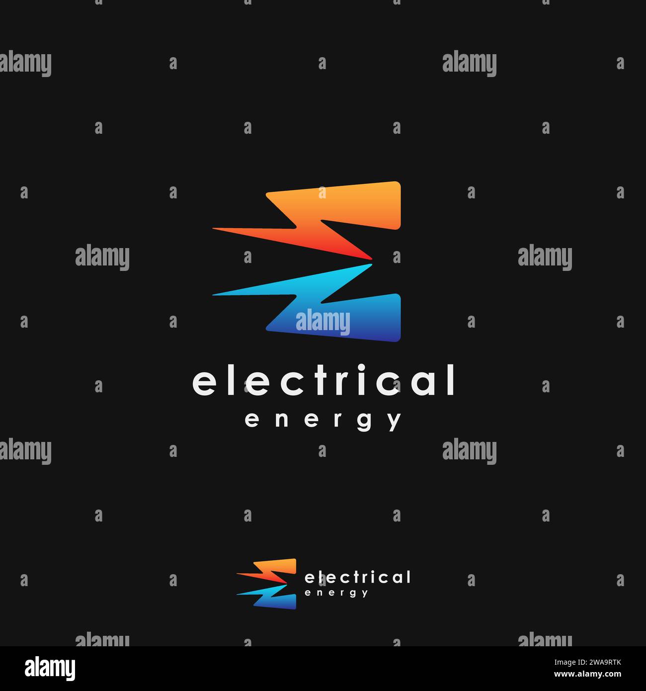 Bolt Letter E for electrical logo icon vector template on black background Stock Vector