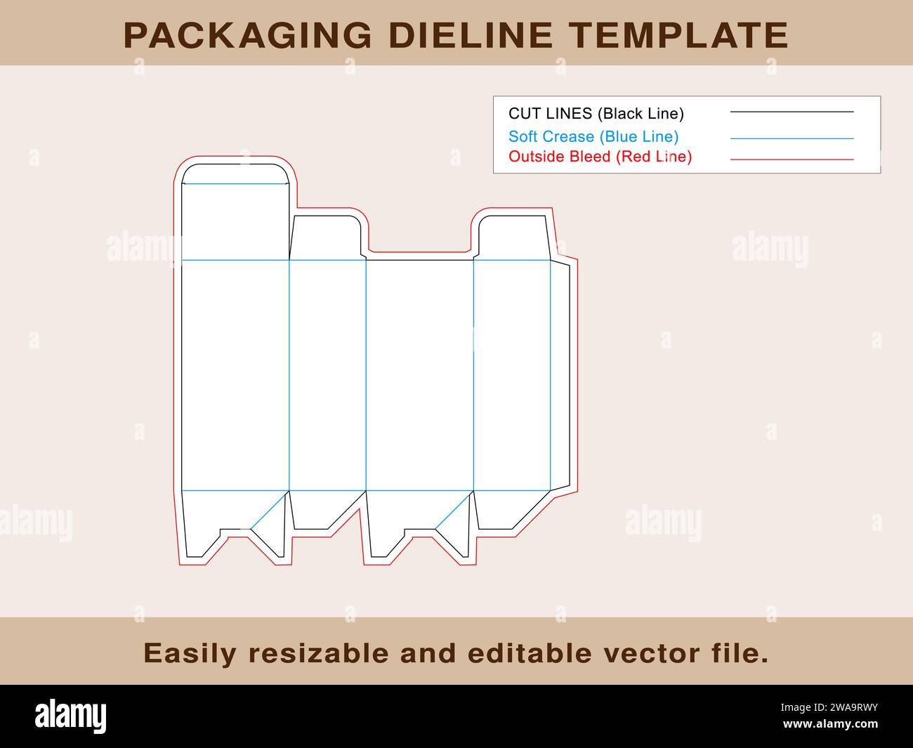Auto Lock Box Dieline Template, Vector File Stock Vector Image & Art