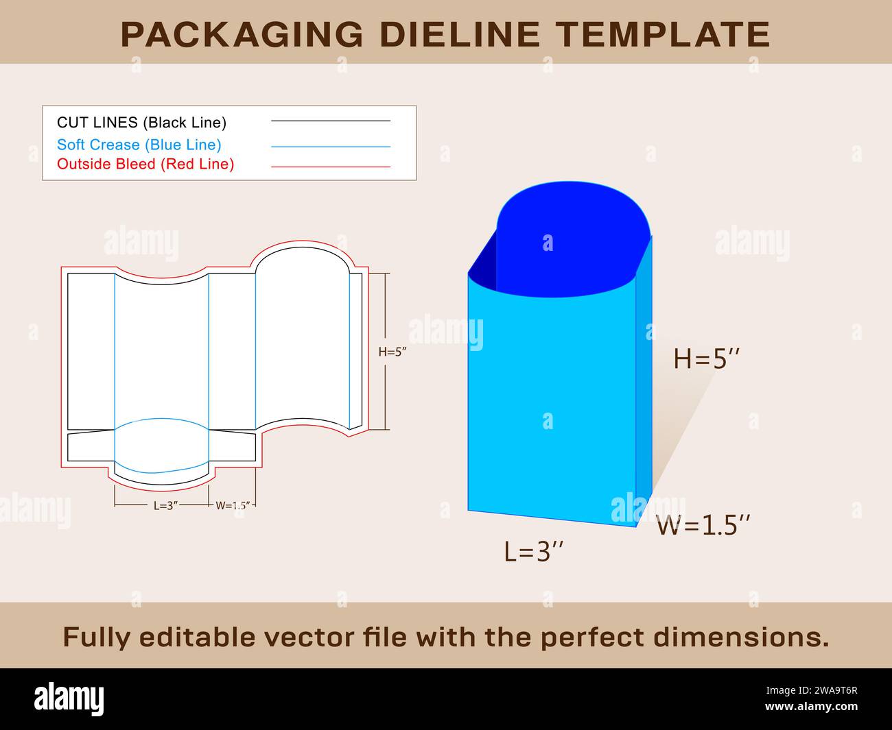 French Fry Box, Party Favour Box Die line Template, Editable Vector