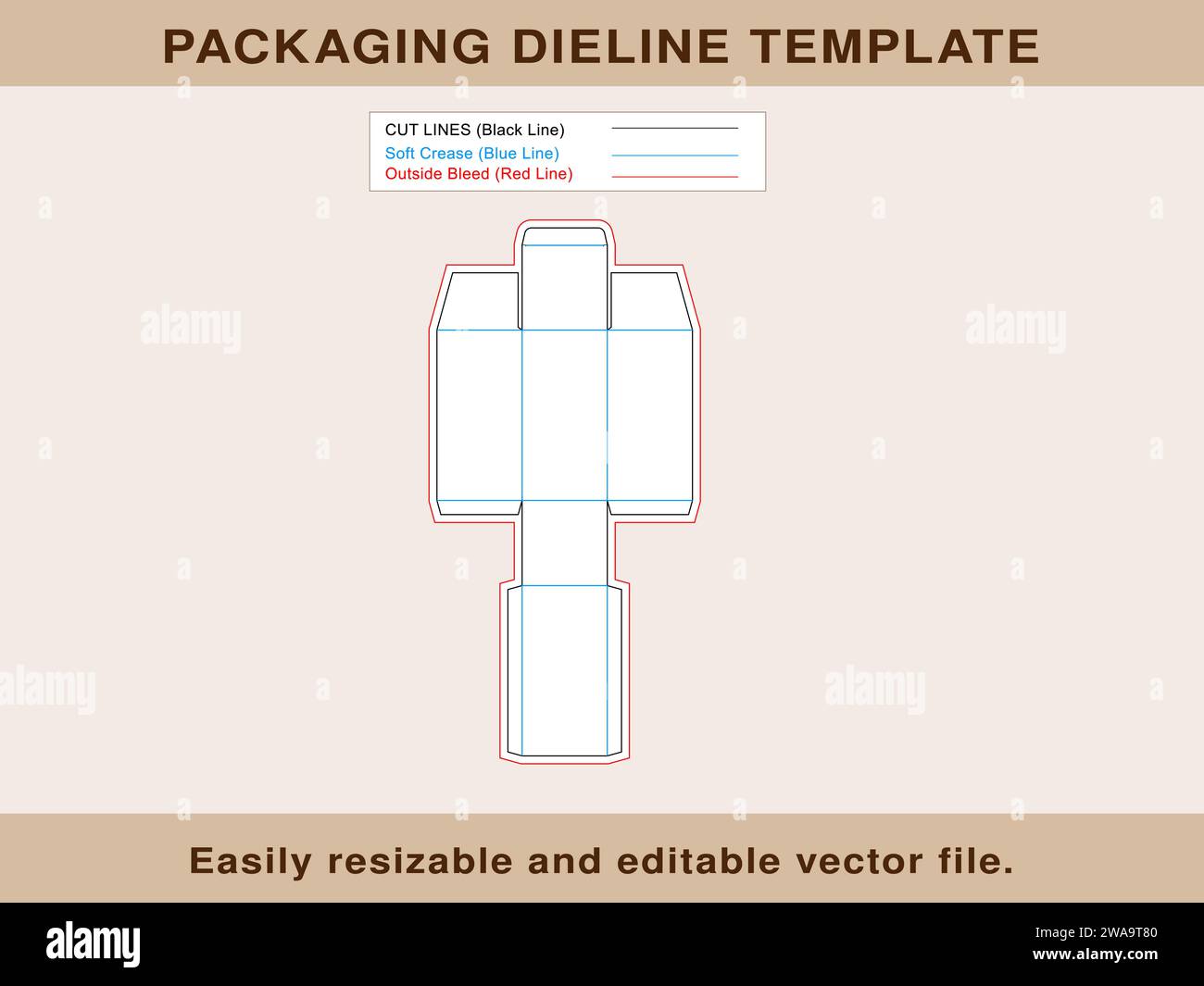 Gift Box Die line Template, Editable Vector File. Stock Vector