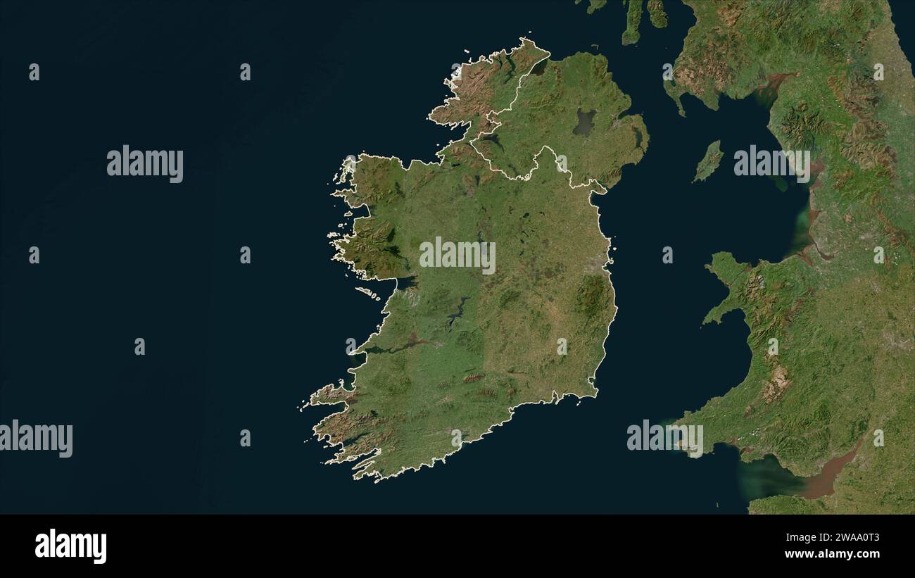 Ireland outlined on a low resolution satellite map Stock Photo - Alamy