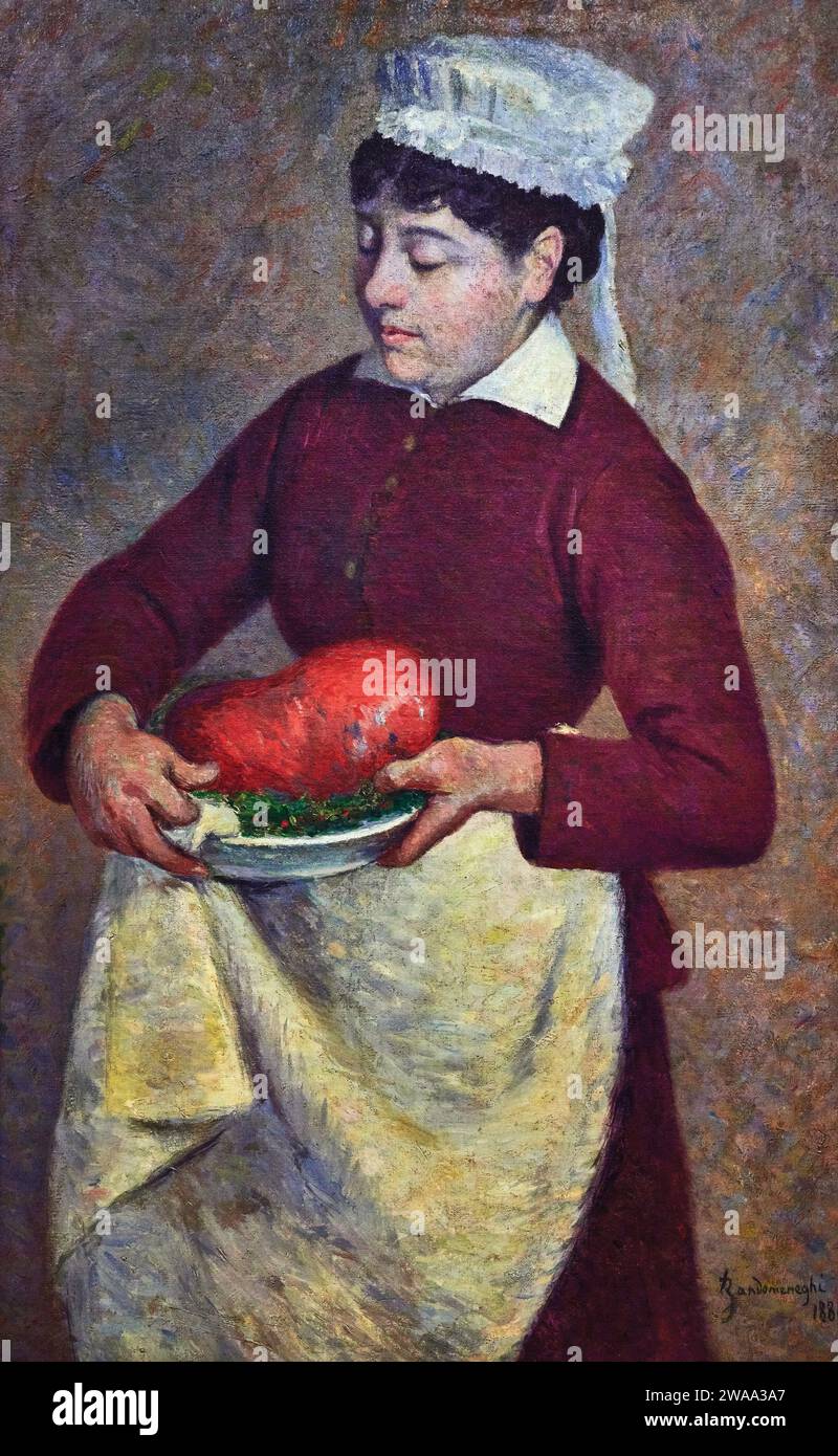 La cuoca - olio su tela - Federico Zandomeneghi - 1881  -  Mantova, Collezioni Civiche del Museo di Palazzo Te Stock Photo