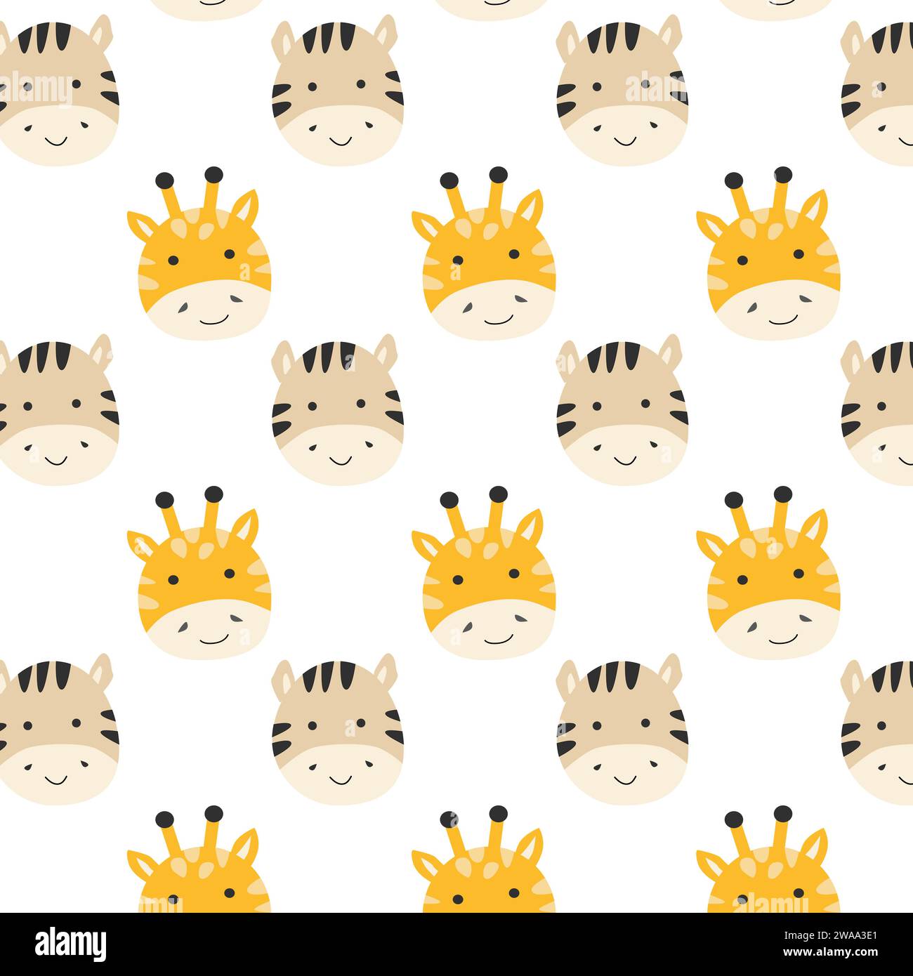 cute giraffe zebra baby animals nursery pattern. Vector illustration ...