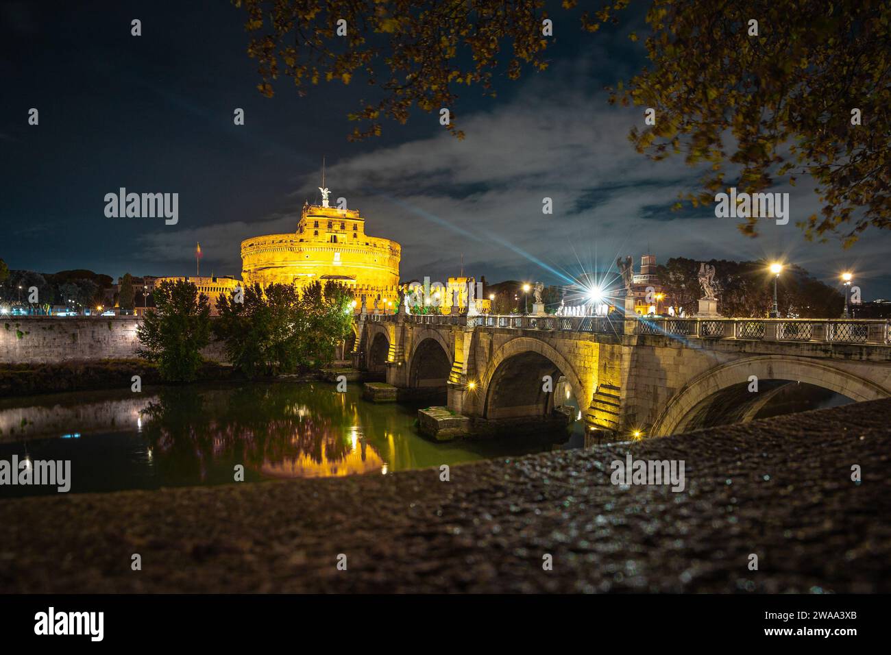 Evening River View Of Castle Sant Angelo, The Mausoleum Of Hadrian ...