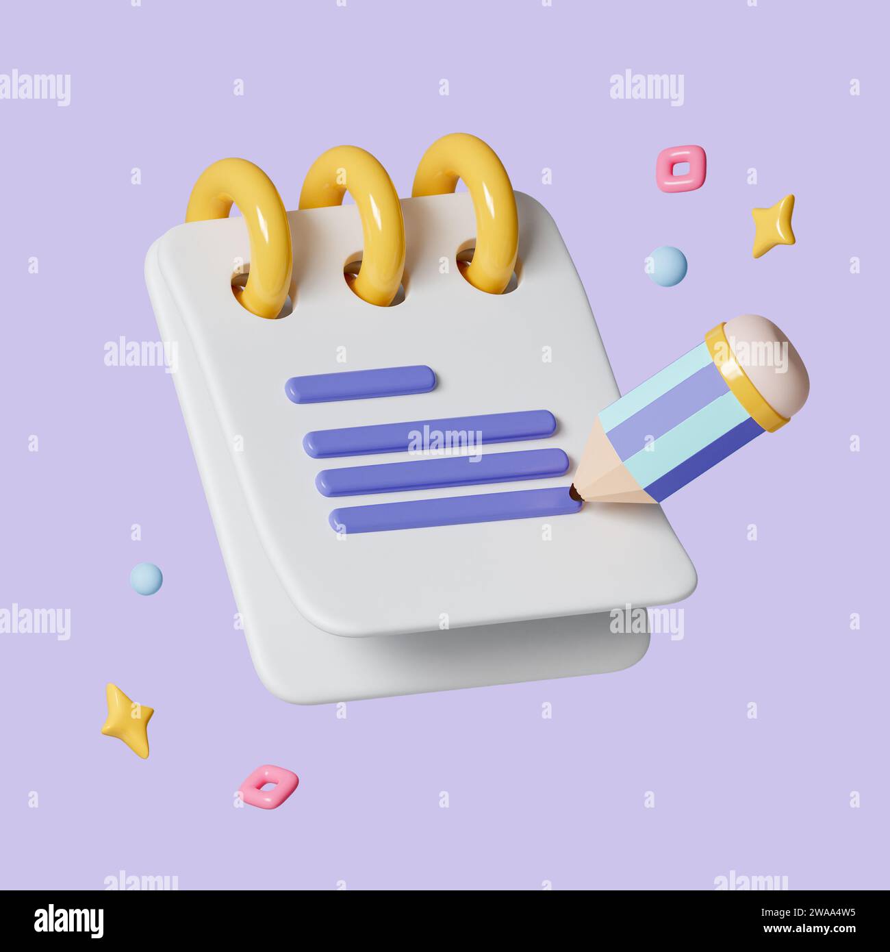 3D clipboard and pencil notepad icon. isolated on background. icon ...