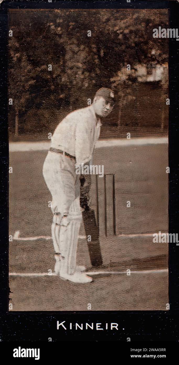 Cricketer  Kinneir - Vintage Cigarette Card Illustration Stock Photo