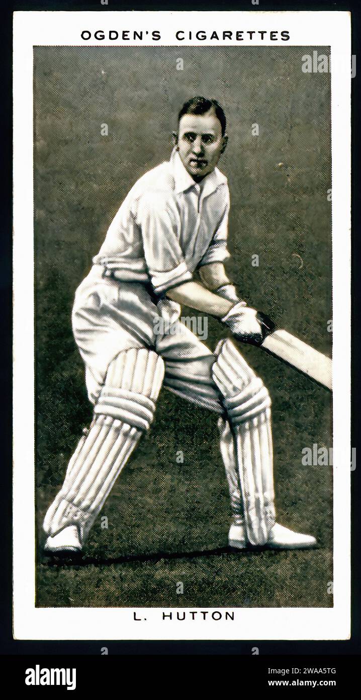 Cricketer L.Hutton - Vintage Cigarette Card Illustration Stock Photo ...