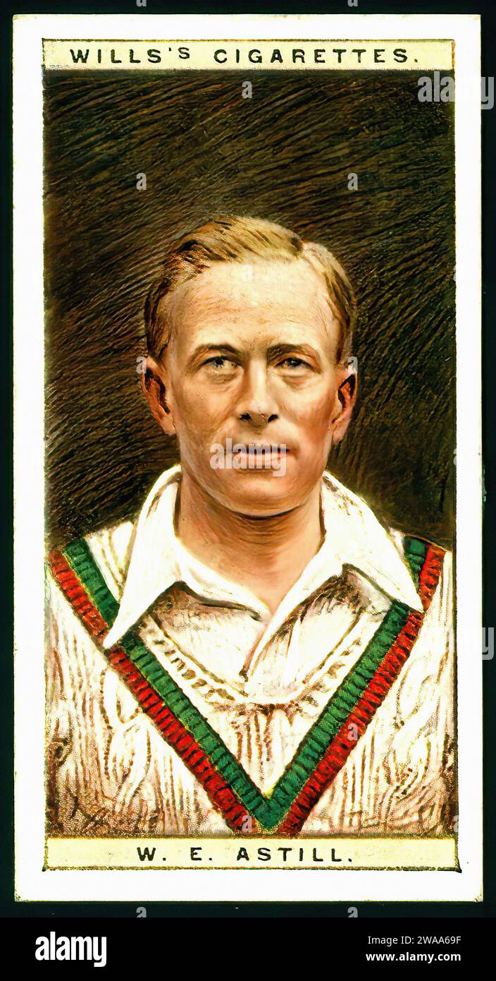 Cricketer W.E. Astill - Vintage Cigarette Card Illustration Stock Photo ...