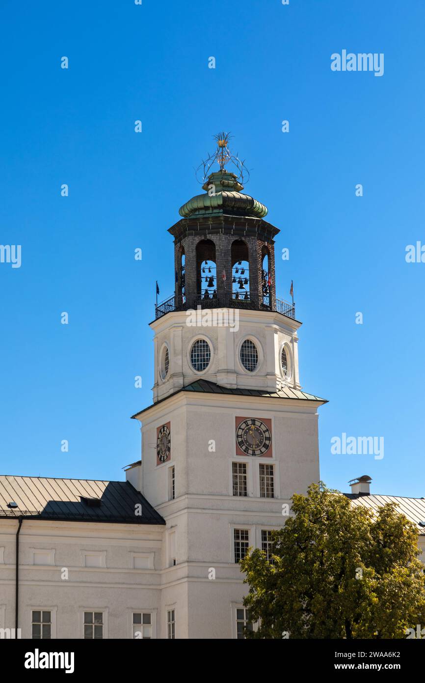 Carillon in the tower of the Neue Residenz in Salzburg, Austria Stock Photo