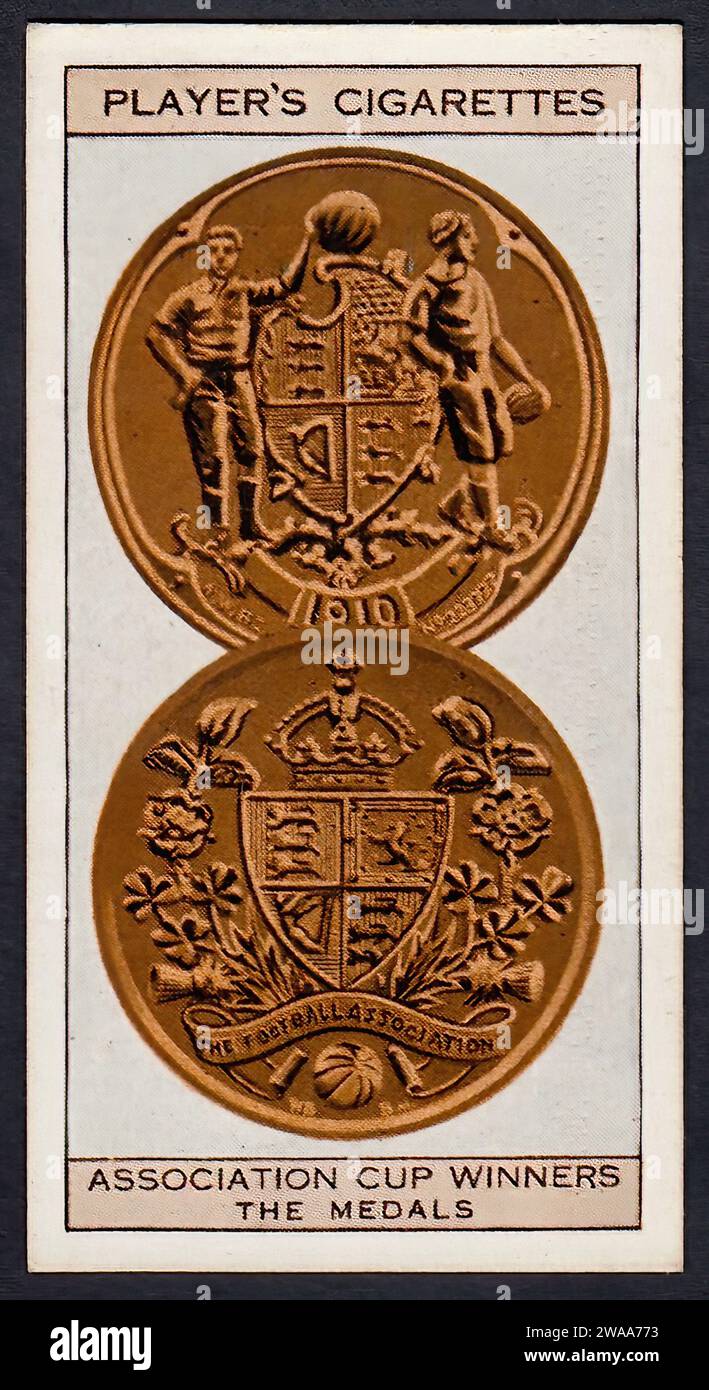 F.A. Cup Winners Medals - Vintage Cigarette Card Illustration Stock Photo