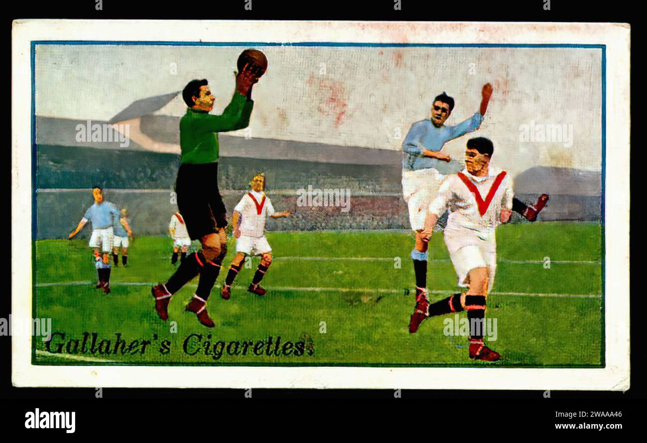 Man City v Man Utd - Vintage Cigarette Card Illustration Stock Photo