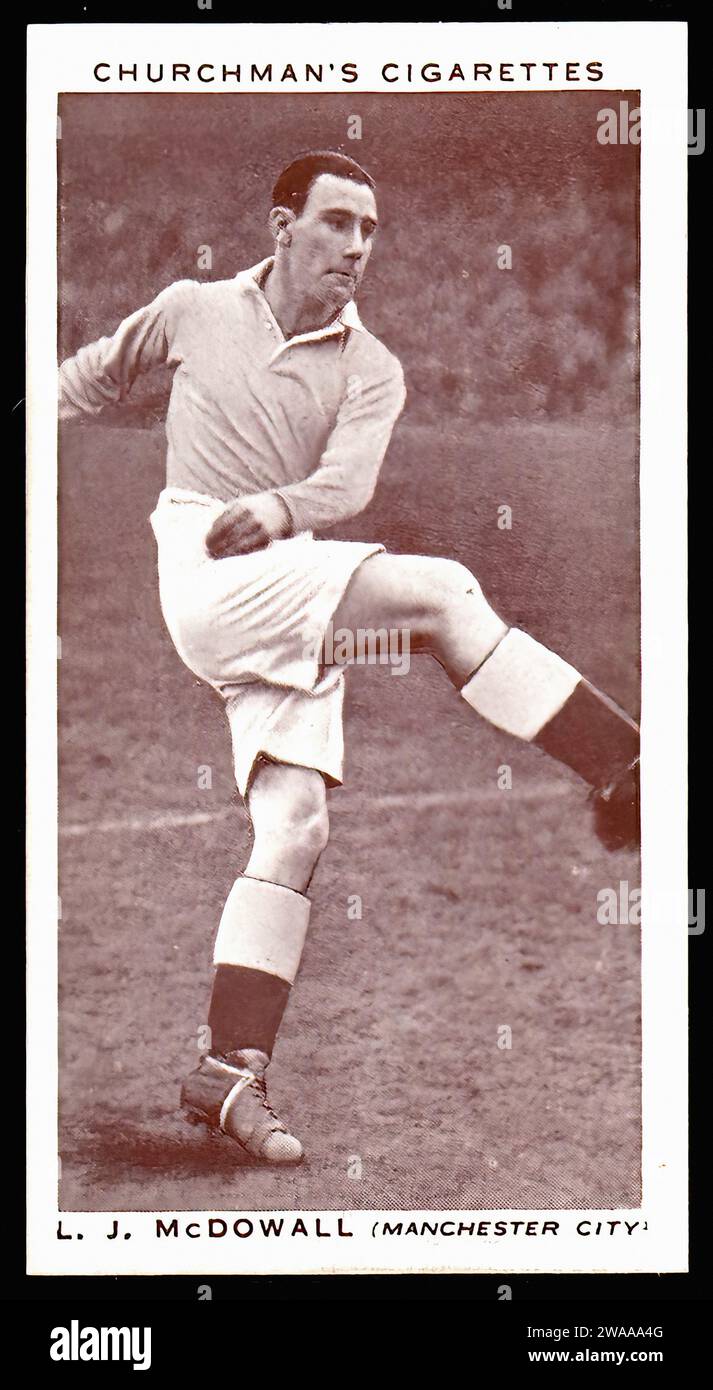 Les McDowall Manchester City F.C. - Vintage Cigarette Card Illustration Stock Photo