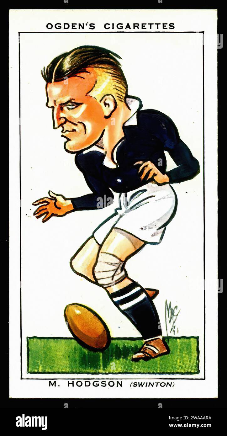 Rugby Footballer M.Hodgson - Vintage Cigarette Card Illustration Stock Photo