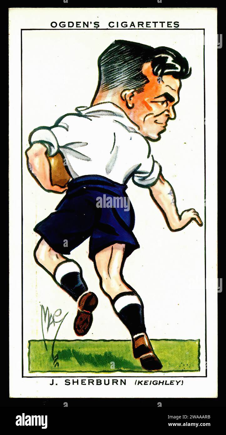 Rugby Footballer J.Sherburn - Vintage Cigarette Card Illustration Stock Photo