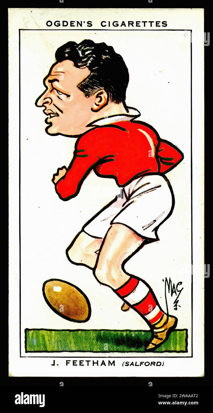 Rugby Footballer J.Feetham - Vintage Cigarette Card Illustration Stock Photo