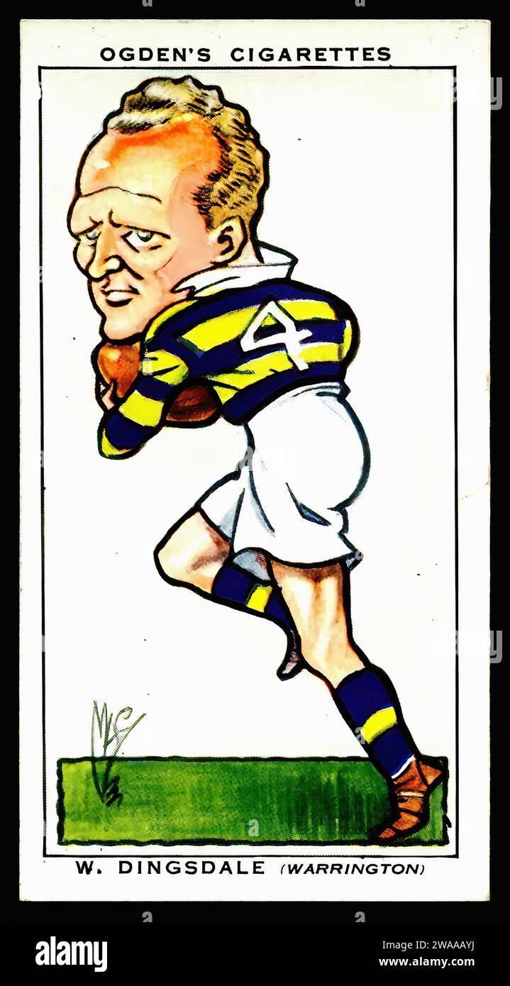 Rugby Footballer W.Dingsdale - Vintage Cigarette Card Illustration ...