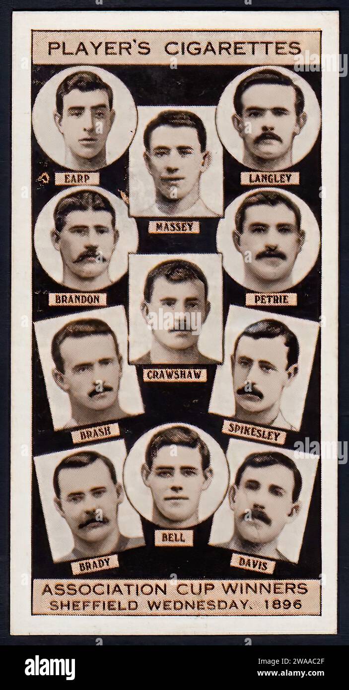 Vintage Cigarette Card -Sheffield Wednesday F.A.Cup Winners 1896 Stock Photo