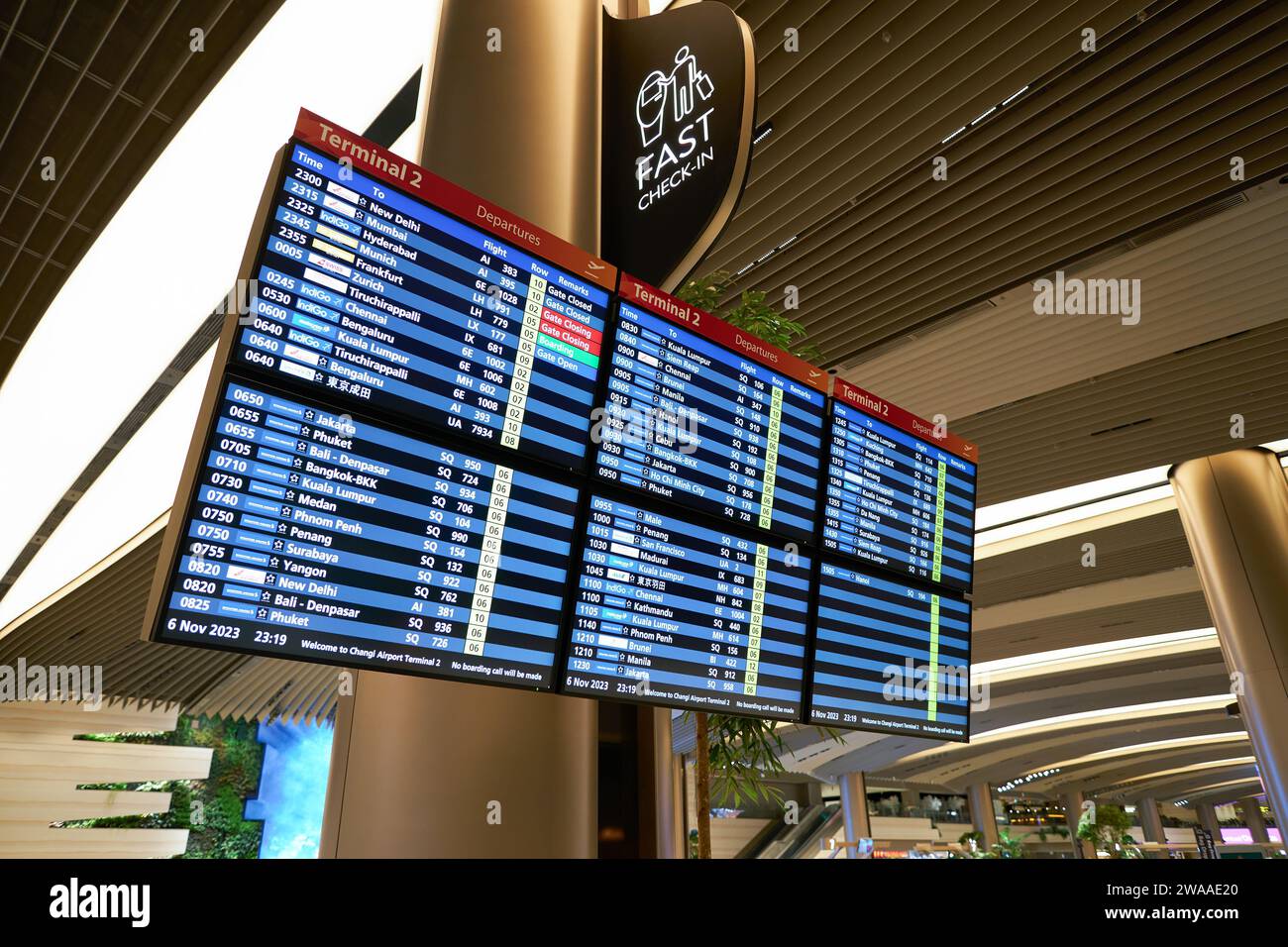 SINGAPORE NOVEMBER 06, 2023 digital flight information display