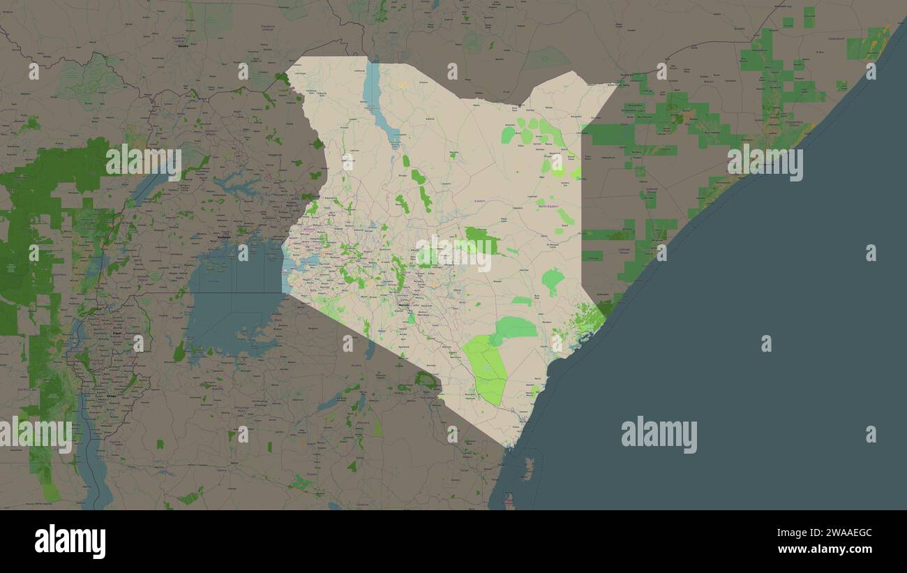 Map Of Africa Kenya Highlighted Hi Res Stock Photography And Images Alamy Kenya Highlighted On A Topographic Osm France Style Map 2WAAEGC 