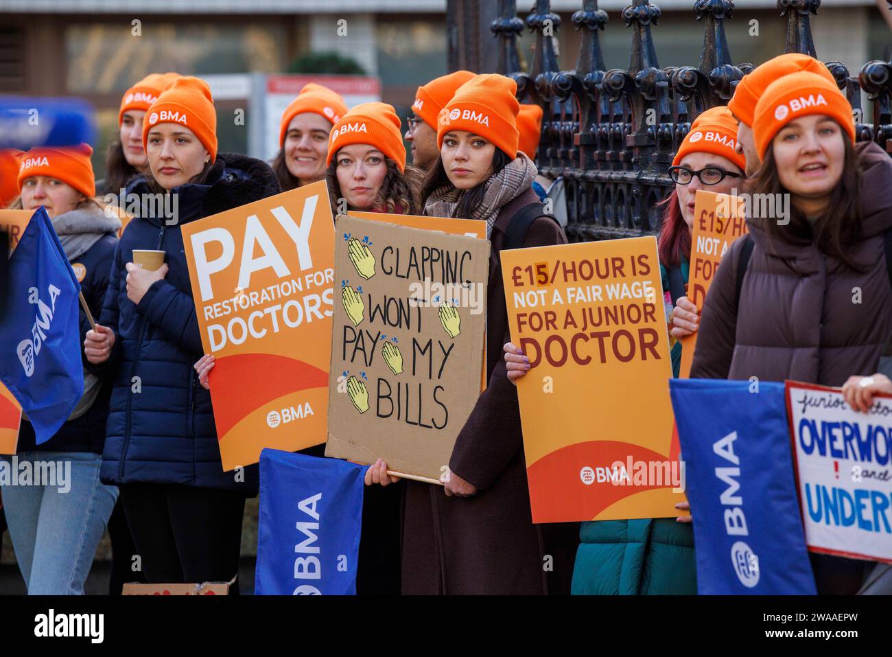 London UK 3rd Jan 2024 Junior Doctors On Strike Outside St Thomas S   London Uk 3rd Jan 2024 Junior Doctors On Strike Outside St Thomass Hospital In Central London They Are Starting 6 Days Of Strike Action The Longest In The History Of The Nhs They Are Striking Over Pay And Conditions Credit Mark Thomasalamy Live News 2WAAEPW 