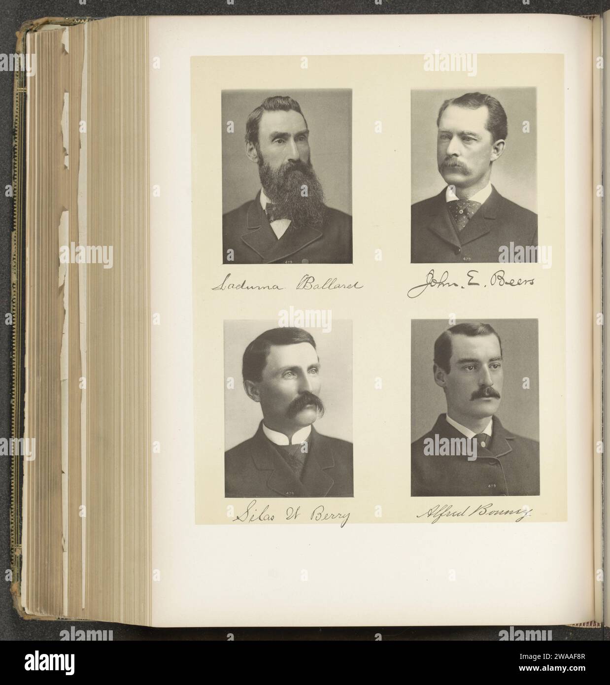 Portraits of four members of the lower house of the state of New York, c. 1872 - in or before 1882 photomechanical print At the top left Ladurna Ballard, at the top right John E. Beers, bottom left Silas W. Berry, below Alfred Bonney. United States of America paper collotype historical persons (portraits and scenes from the life) (+ head (and shoulders) (portrait)) Stock Photo