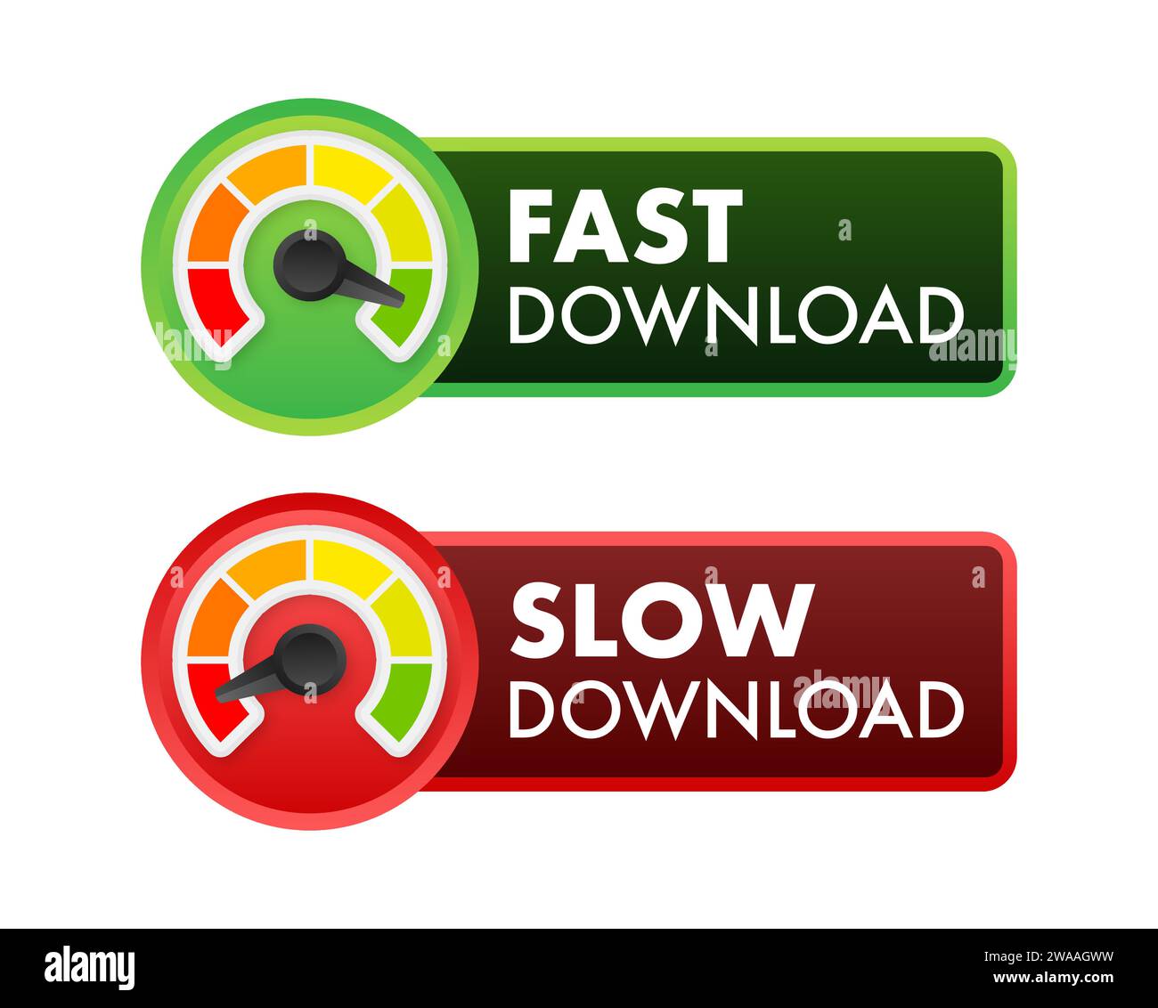 Download Speed Meter Concept with Fast and Slow Indicators, Vector