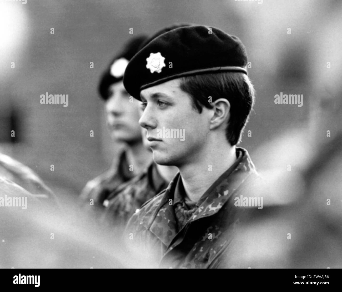 FILE Crown Prince Frederik as a soldier, Hilleroed, Denmark, 1986