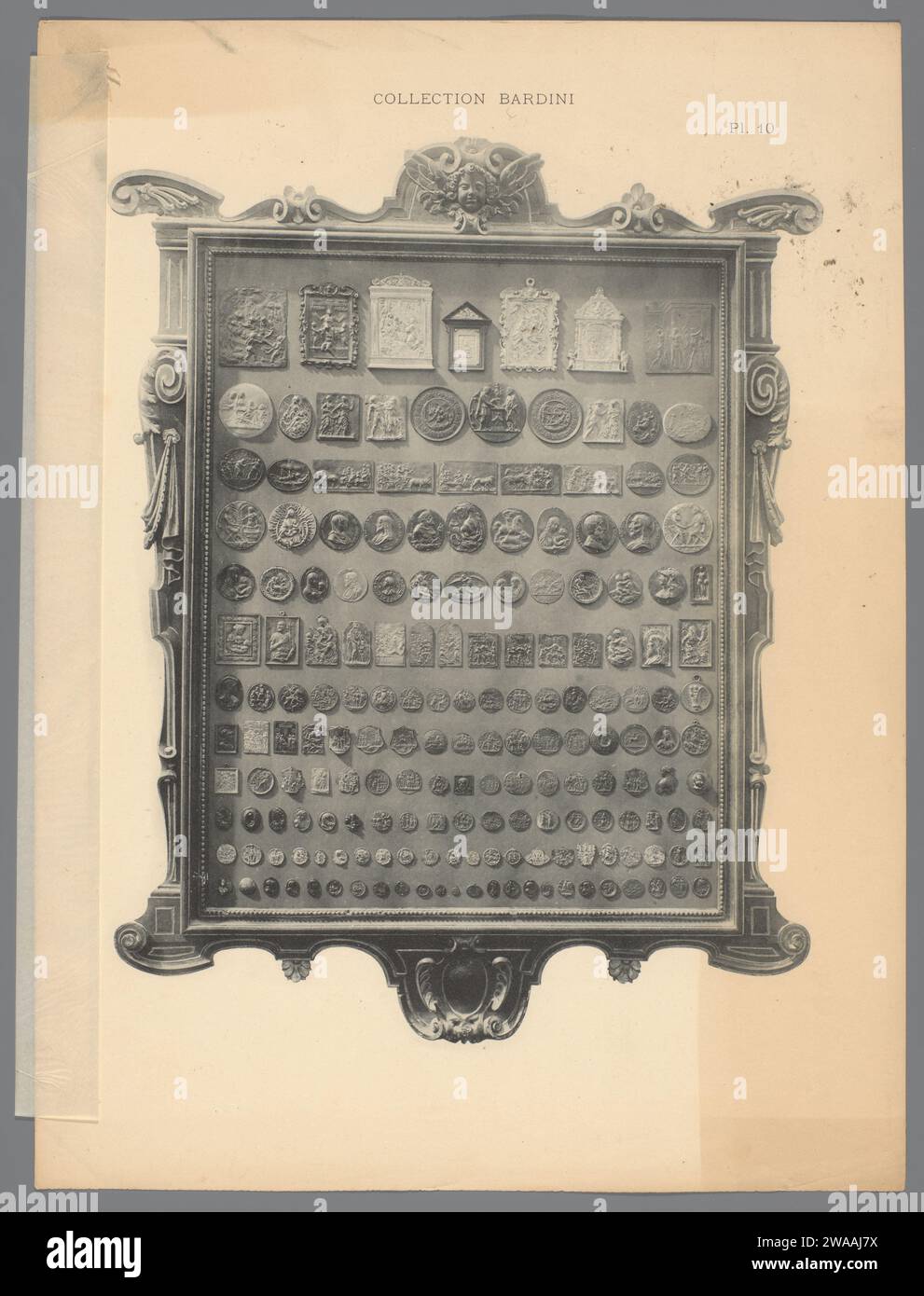 Collection of decorated metal pictures set up in a list, Anonymous, 1875 - 1930 photomechanical print  Florence paper collotype frame of painting, etc.. minerals and metals Florence Stock Photo