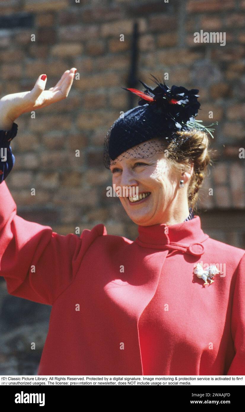 Queen Margrethe II of Denmark. Pictured during a state visit to Sweden 1985. Stock Photo