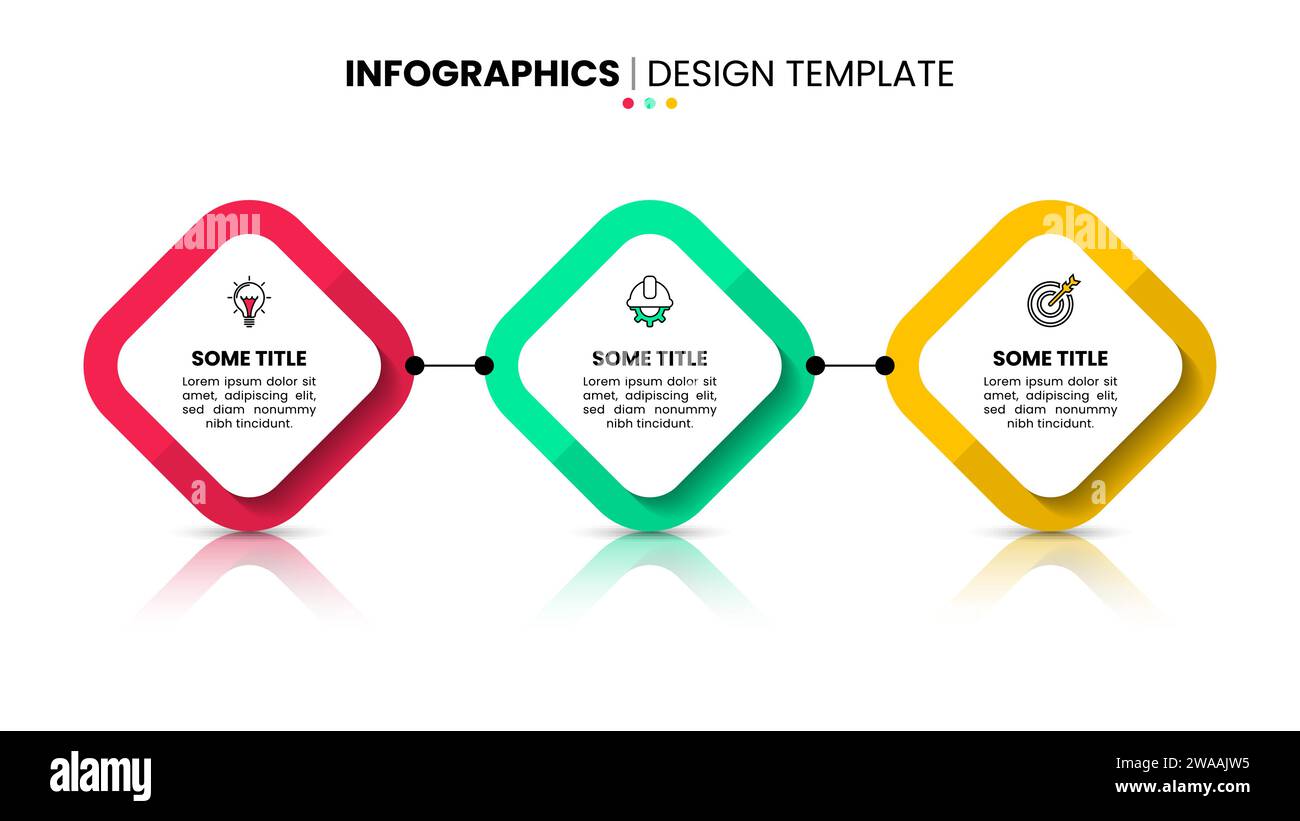 Infographic template with icons and 3 options. Connected squares. Can ...