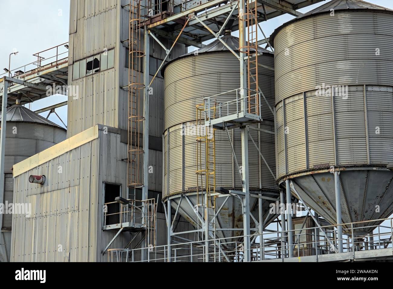 Historic grain storage. Moody historic industry structures in rural