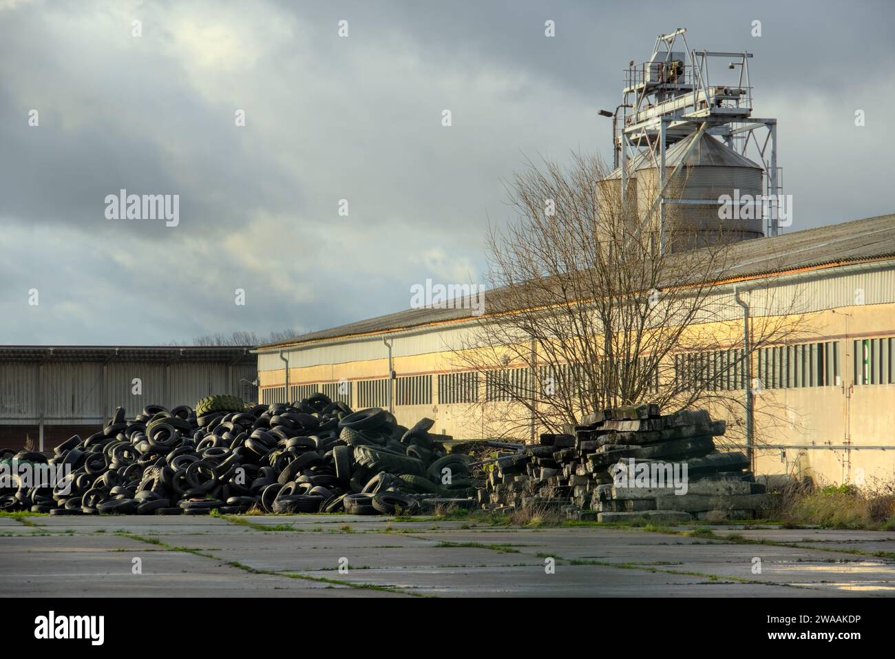 Historic grain storage. Moody historic industry structures in rural